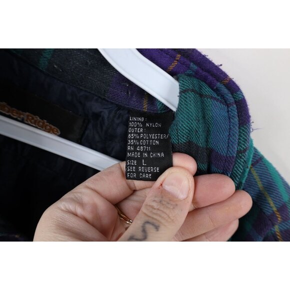 Vintage 90s Streetwear Mens Large Distressed Quilted Flannel Button Shirt Jacket - Picture 13 of 16